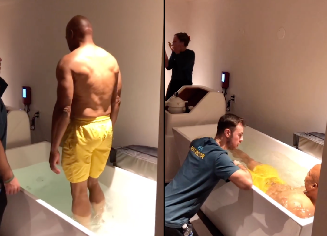 WATCH: Adams takes cold plunge at NYC holistic psychedelic wellness center